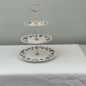 Elegant Floral Three-Tier Cake Stand By Royal Albert Sweet Violets pattern